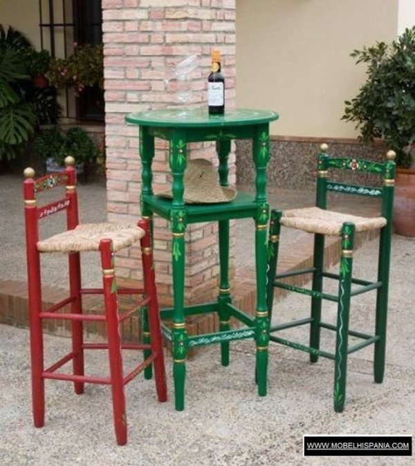 Mesa alta verde cuadrada 05