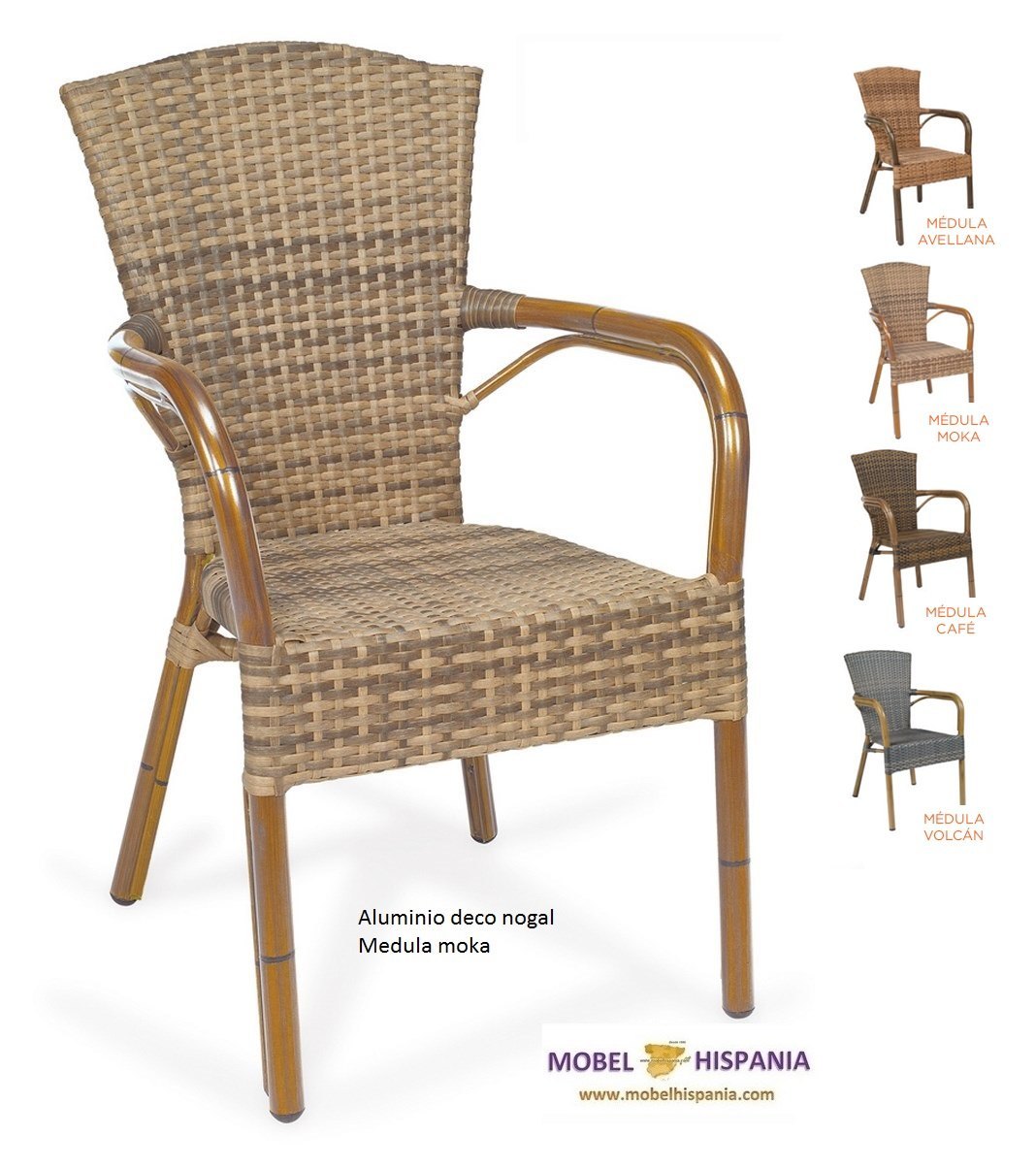 8036 sillon aluminio nogal moka