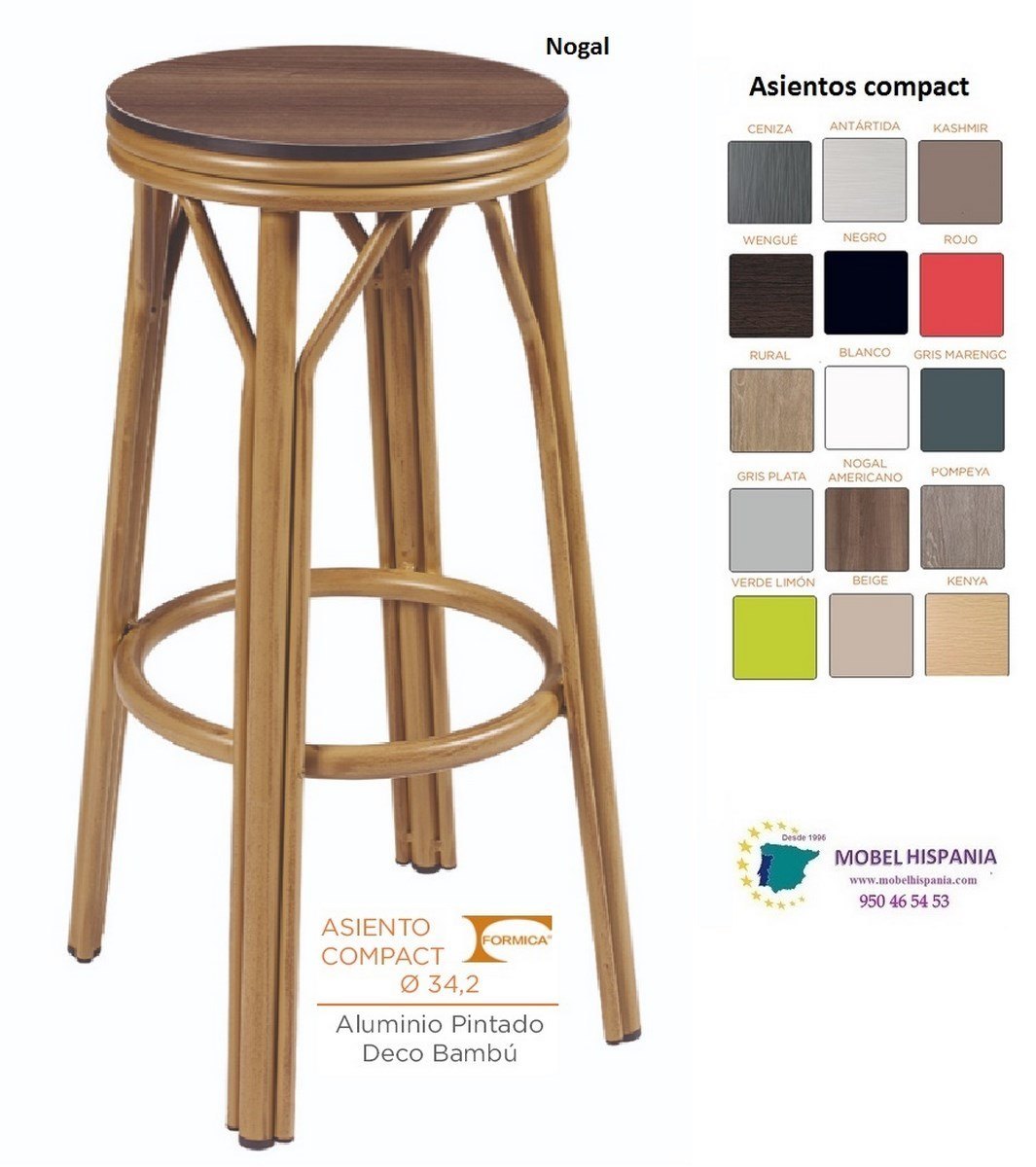 8231 Banqueta aluminio Grafito compact nogal 01 1