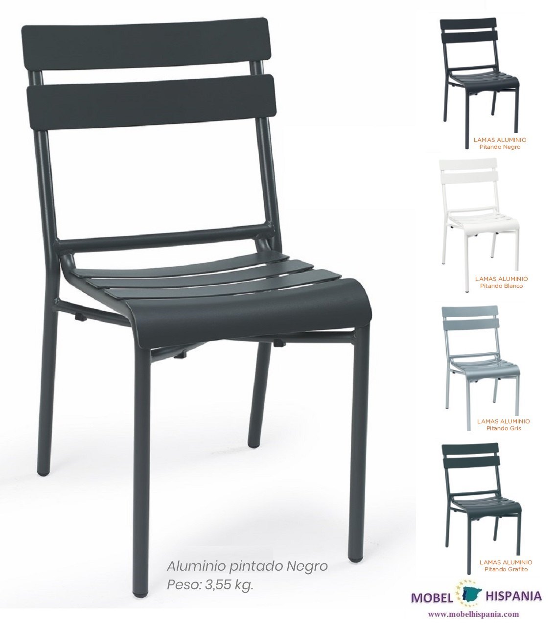 4424 silla aluminio negro