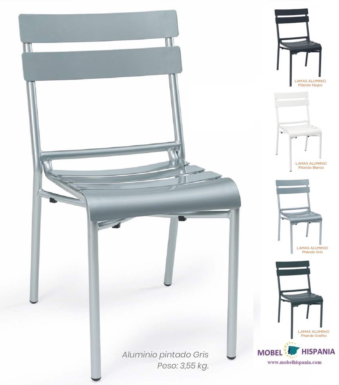 4424 silla aluminio gris