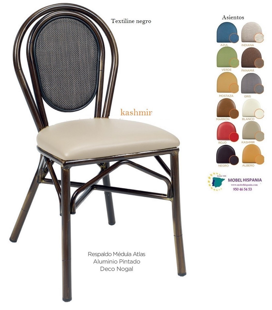 8034 silla deco nogal respaldo negro asiento tapizado marron 01