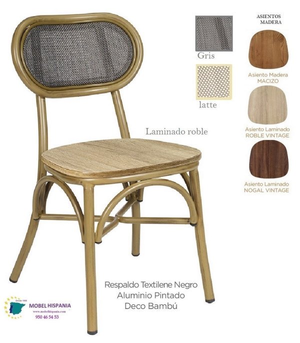 177 silla deco bambu respaldo negro asiento roble vintage 1