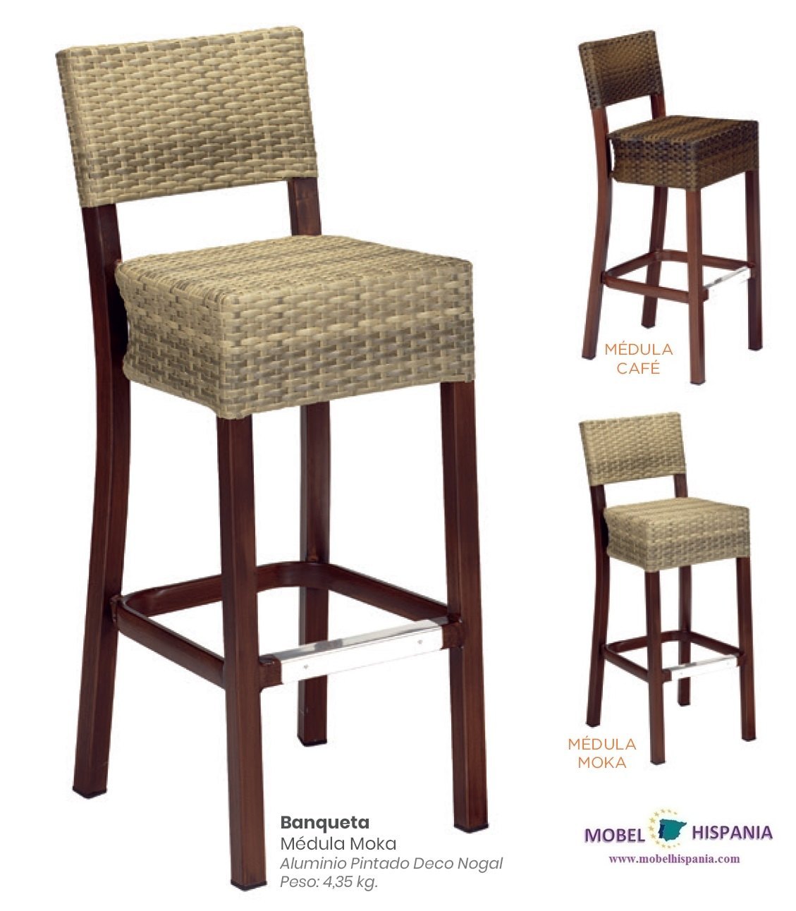 4557 taburete aluminio nogal medula moka