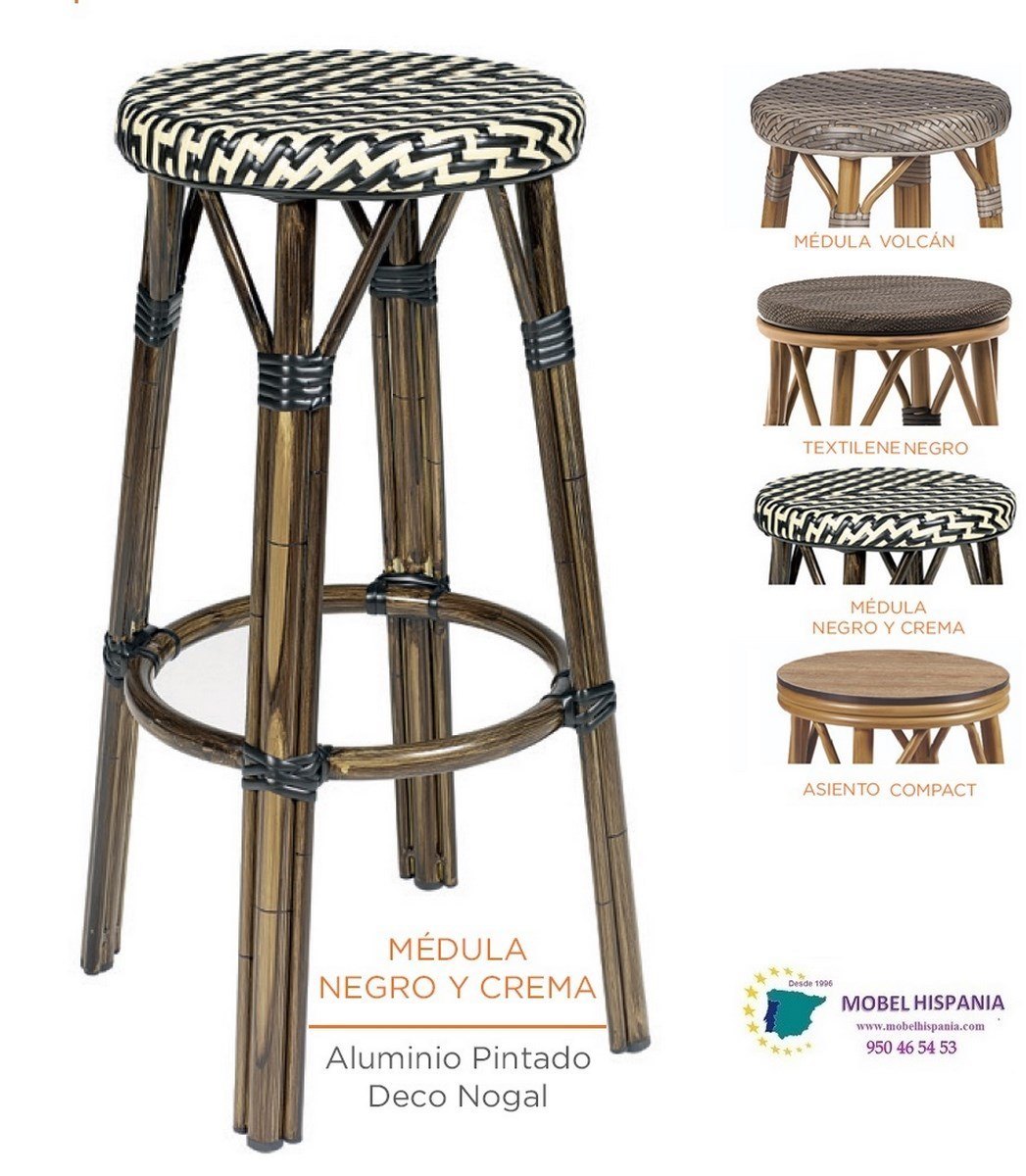 8231 Banqueta bambu textilene negro 04