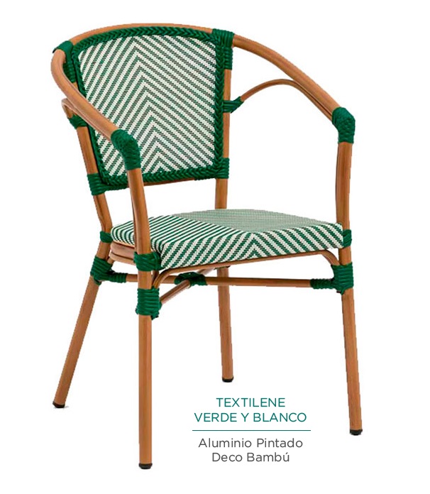6969 Sillon aluminio bambu verde blanco