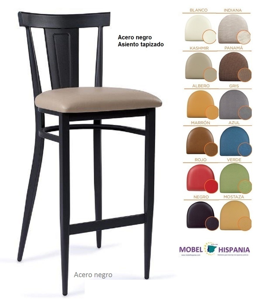 DAKOTA banqueta acero negro asiento madera macizo 11