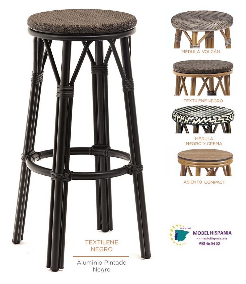 8231 Banqueta aluminio Negro Textilene Negro