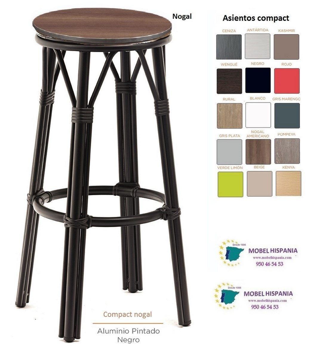 8231 Banqueta aluminio Negro compact nogal 1