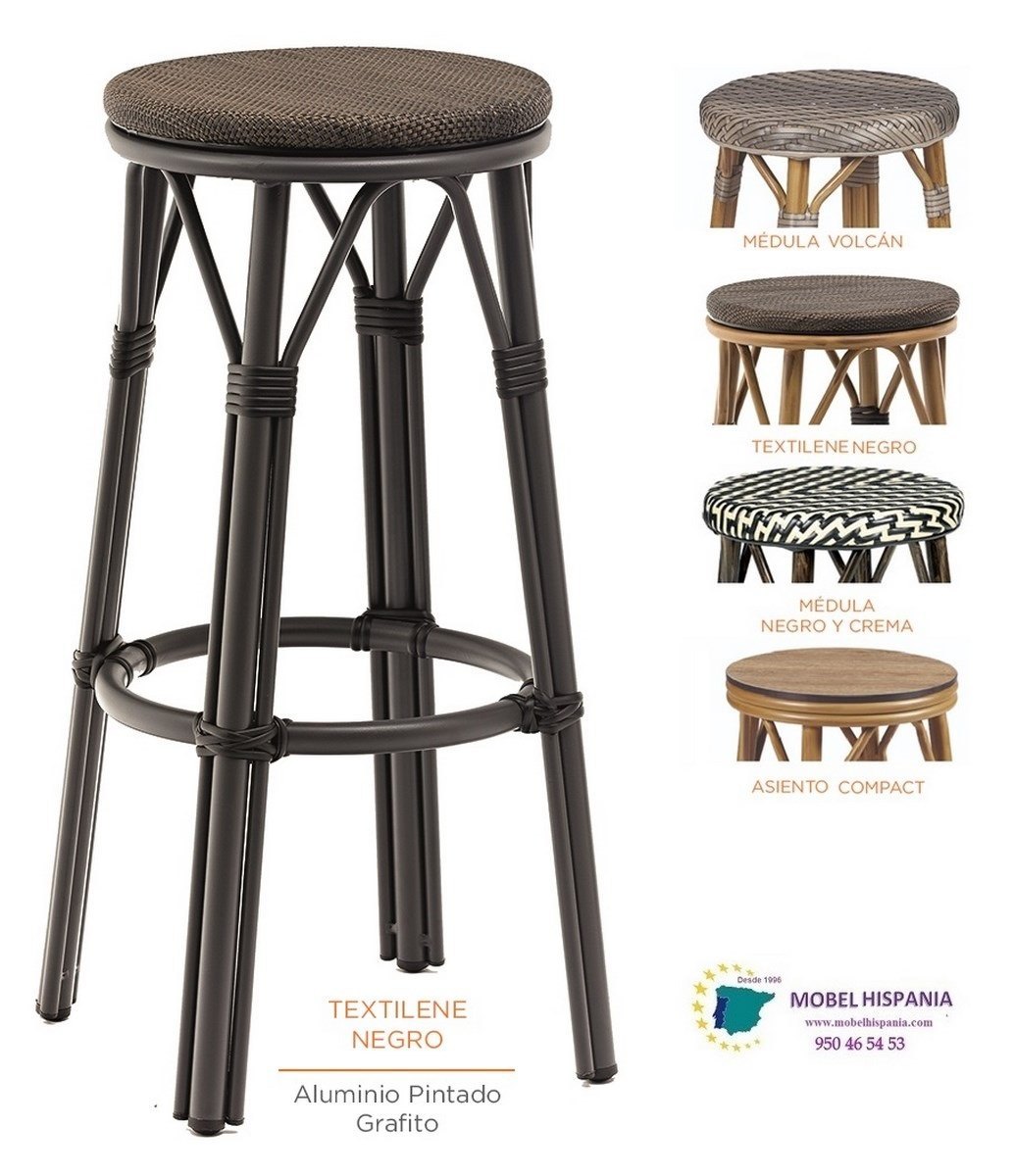 8231 Banqueta aluminio Grafito Textilene Negro