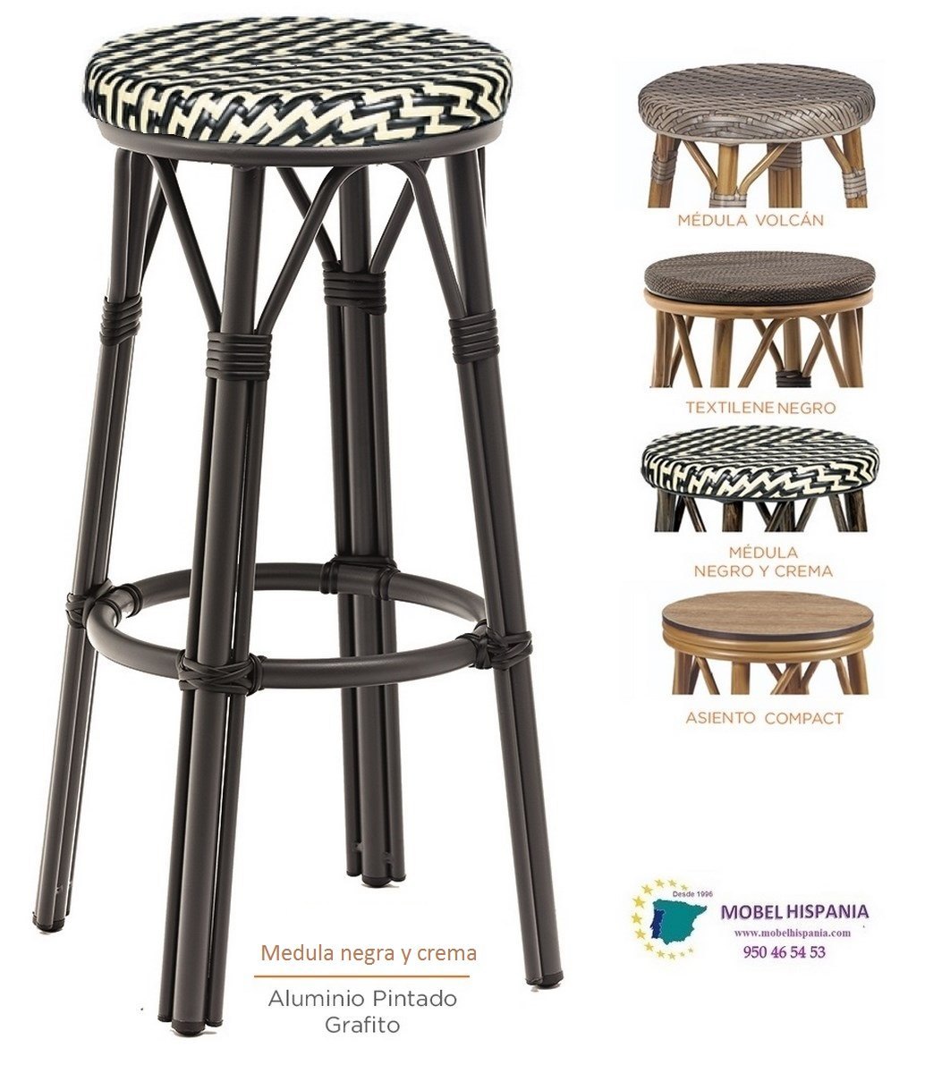 8231-Banqueta-aluminio-Nogal-medula-blanca-negra_03 8231 Banqueta aluminio Nogal medula blanca negra 03