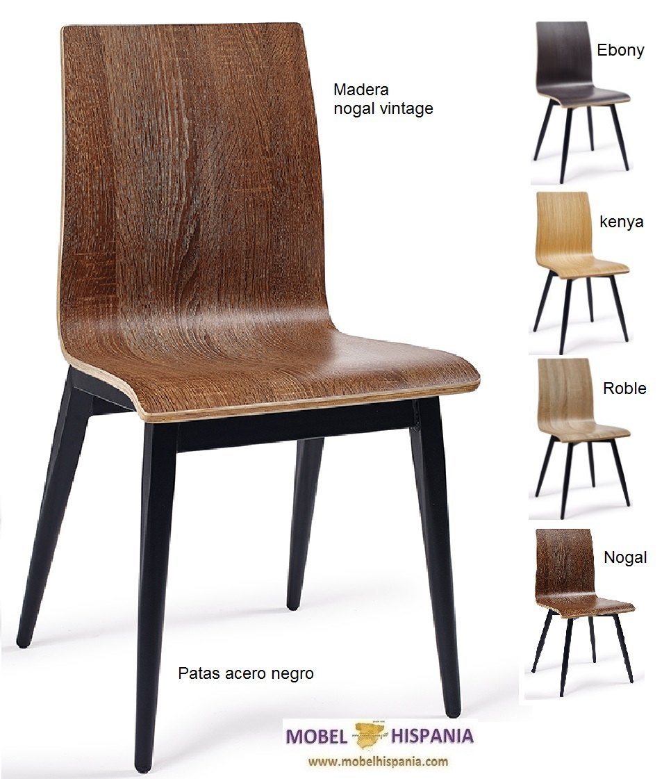 MICHIGAN silla c4 negro carcasa nogal vintage