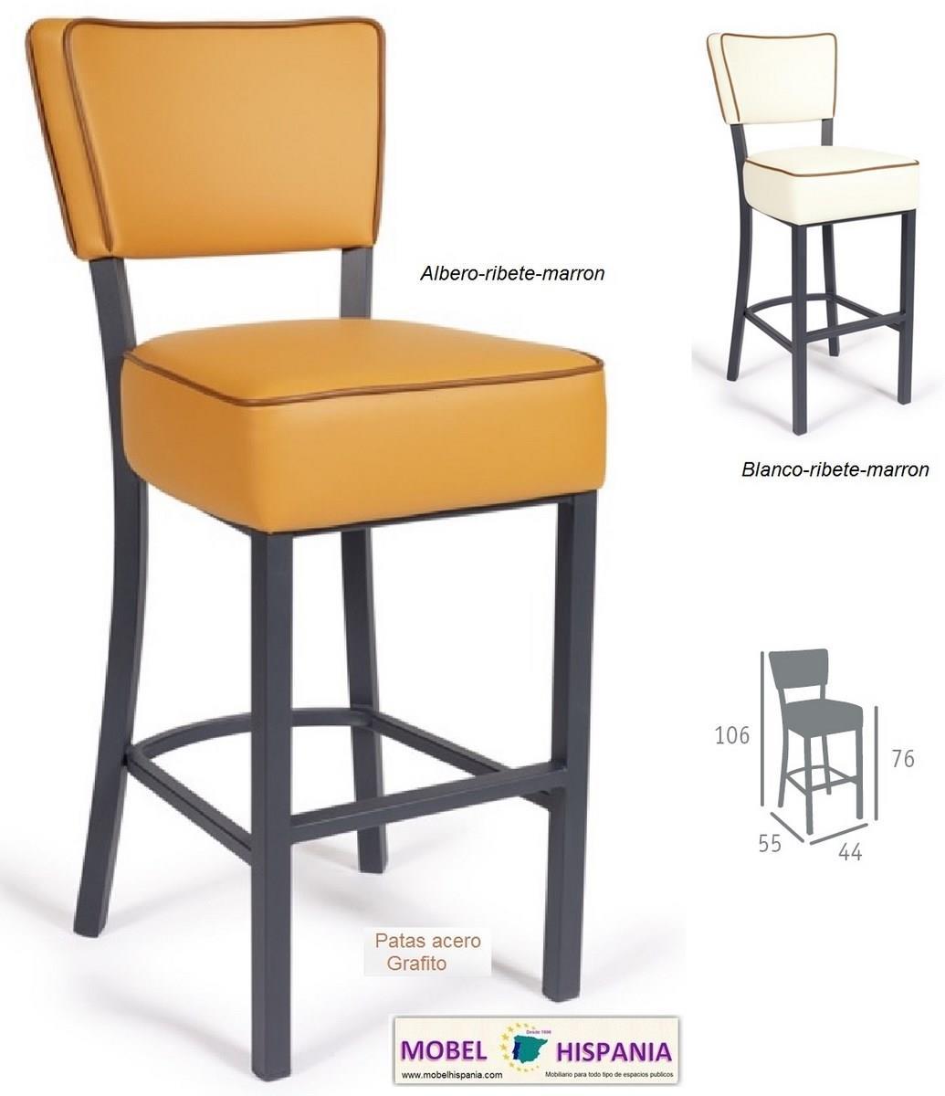 RB.6623 taburete blanco ribete marron 04