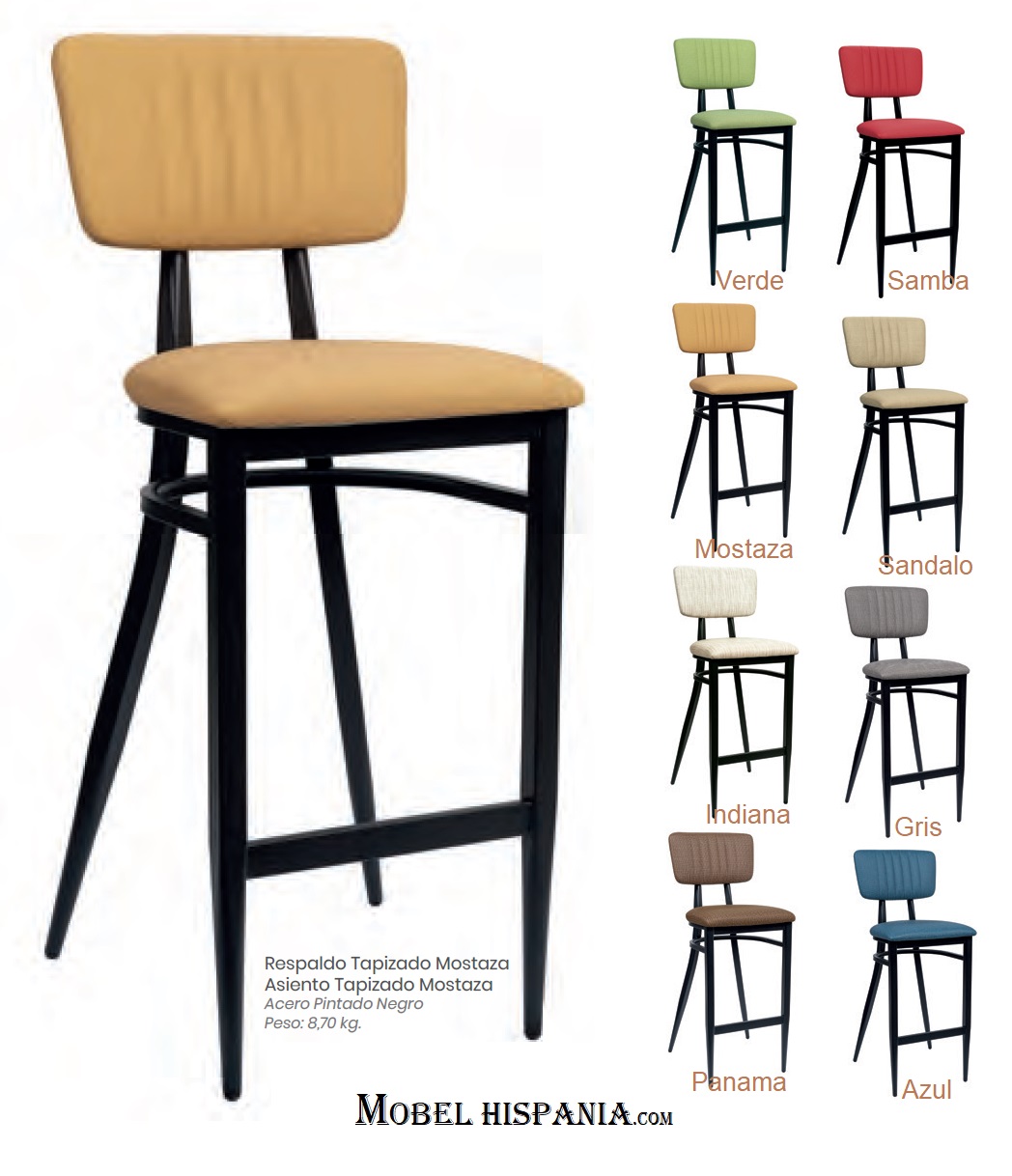 187 Silla metal tapizada azul 10 1