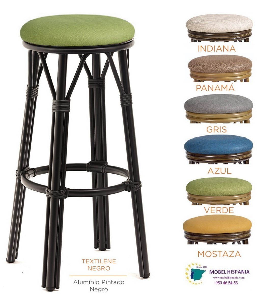 8231 Banqueta bambu tapizado verde 05