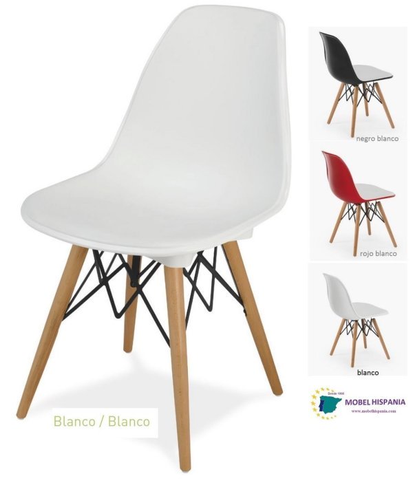 MV1700 silla polipropileno madera blanca