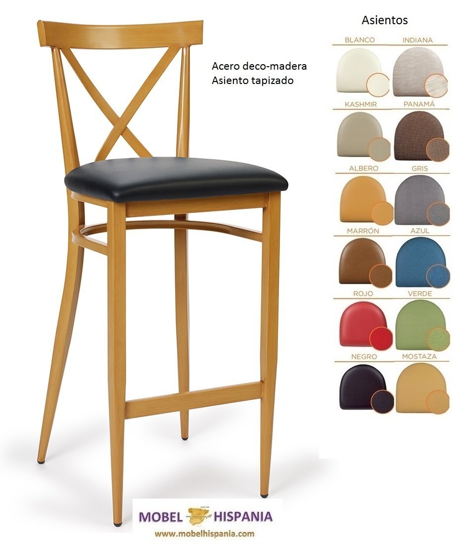 255 Banqueta Blanco Tapizado Azul 02