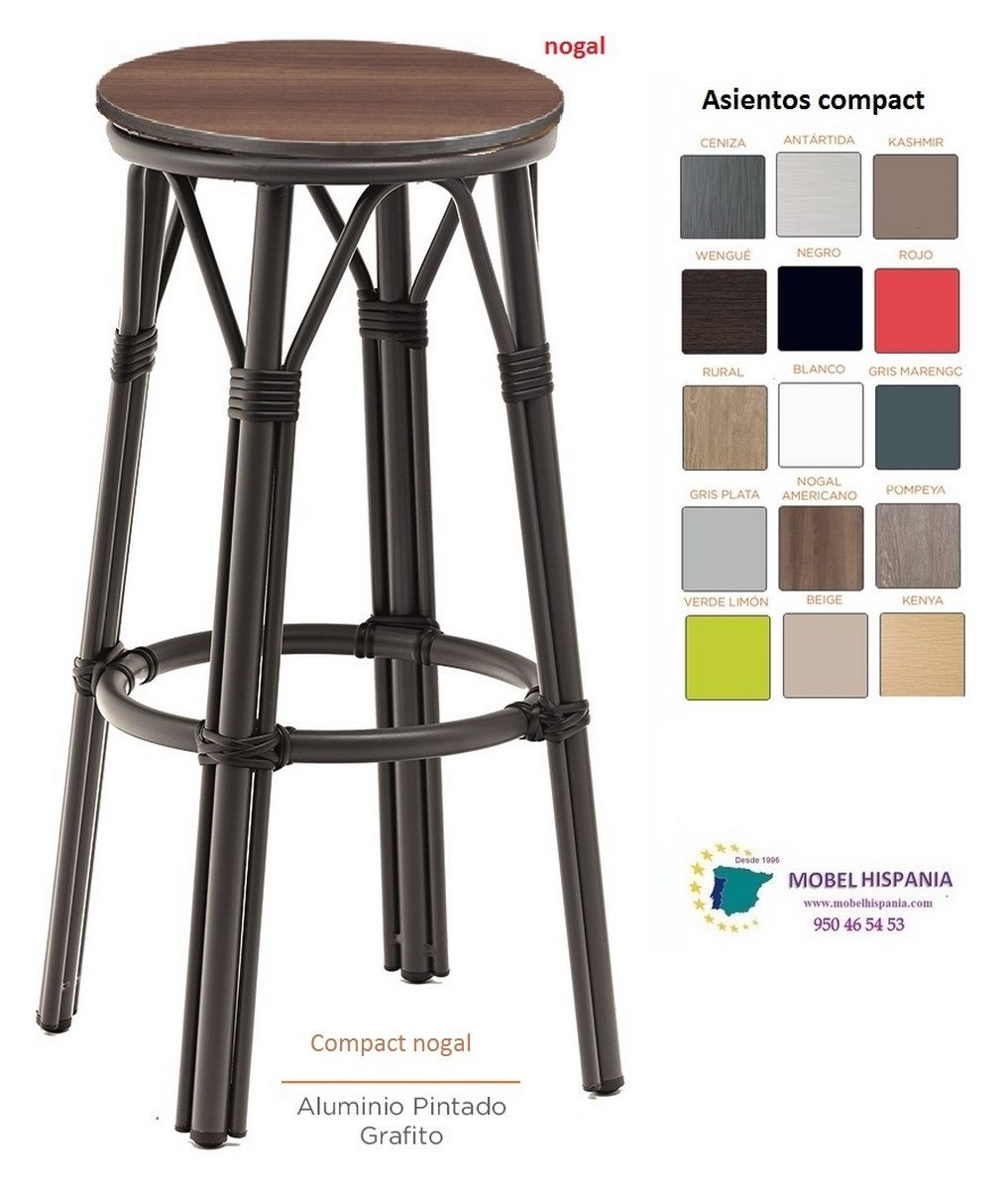 8231 Banqueta aluminio Grafito compact nogal 1