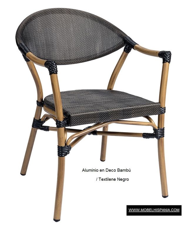 4191 Sillon aluminio bambu tex negro