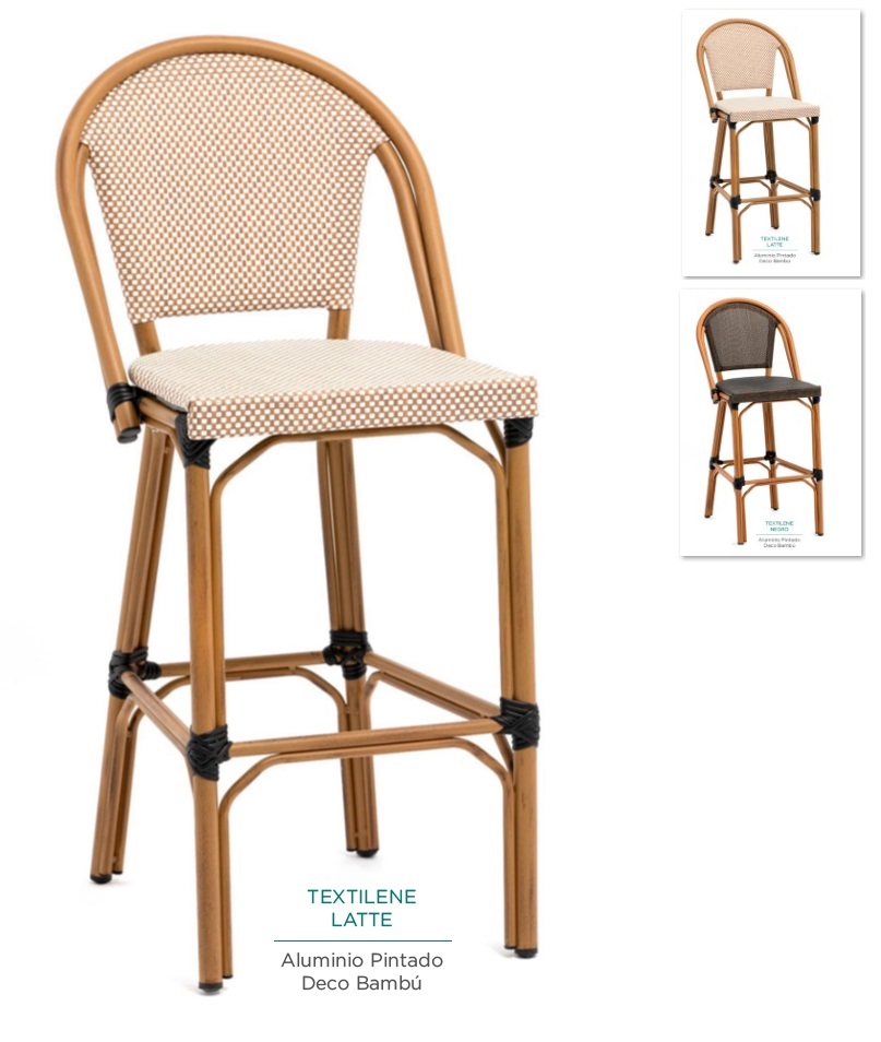 8229 Taburete aluminio bambu textiline Latte 1