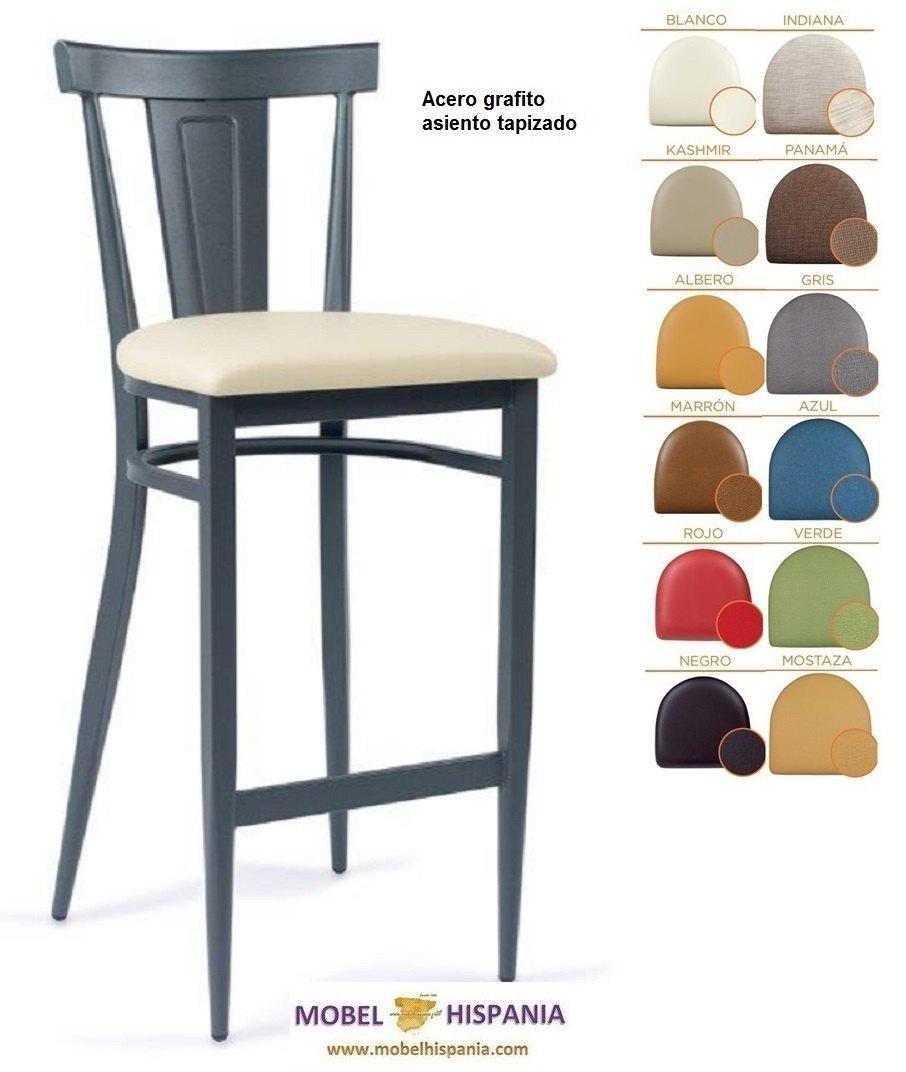 DAKOTA banqueta acero grafito asiento madera macizo 11