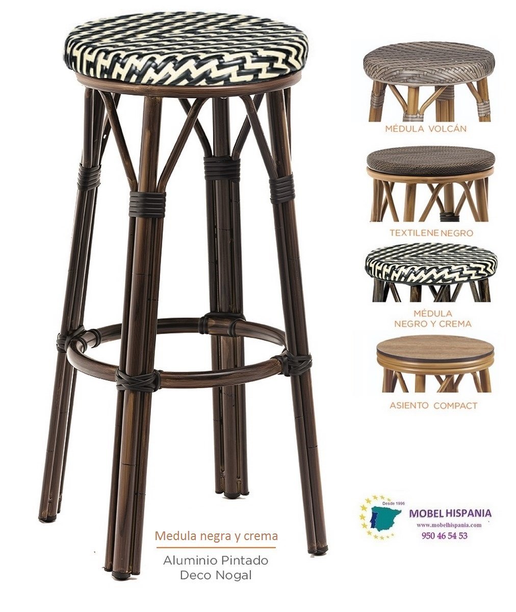 8231-Banqueta-aluminio-Nogal-medula-blanca-negra 8231 Banqueta aluminio Nogal medula blanca negra