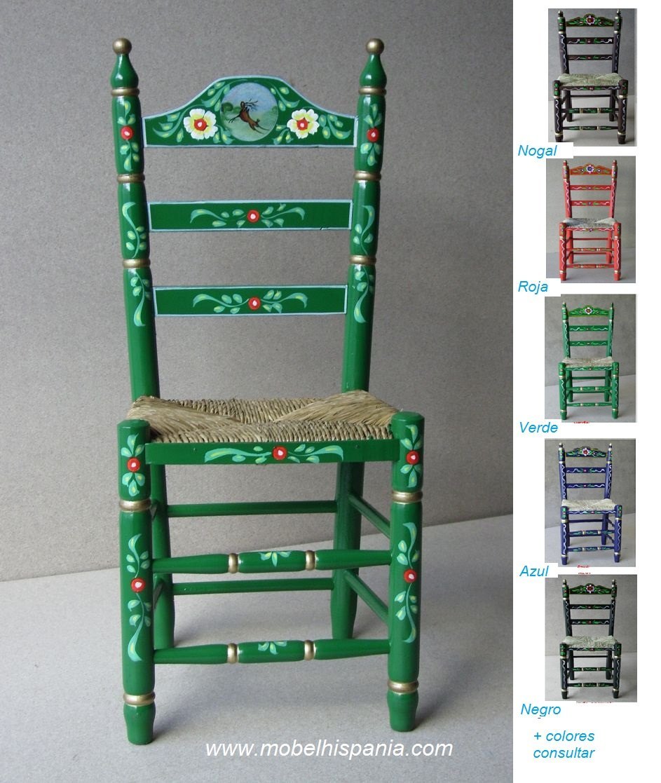trianilla silla sevillana verde decorada