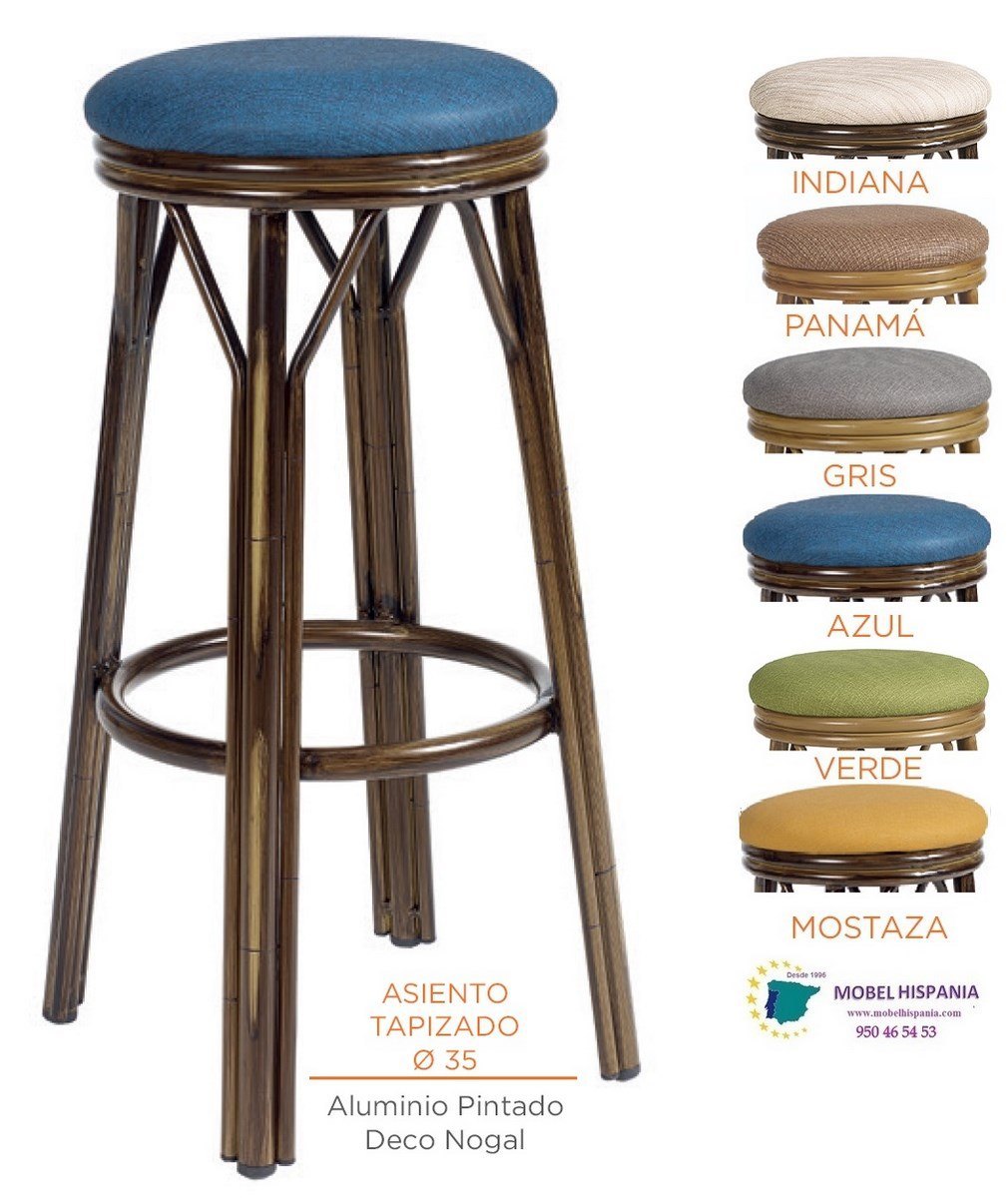 8231 Banqueta bambu tapizado gris 07