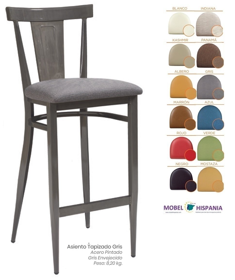 DAKOTA banqueta acero negro envejecido laminado 10