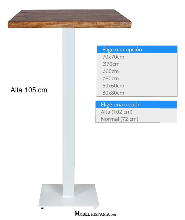 FERRO mesa alta blanca tapa madera 05