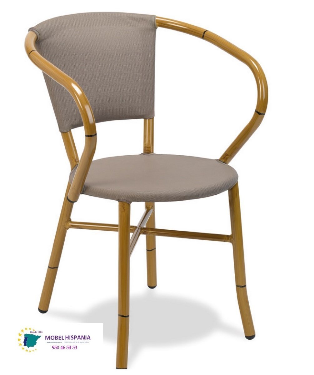 2605 Sillon aluminio bambu textiline taupe 1