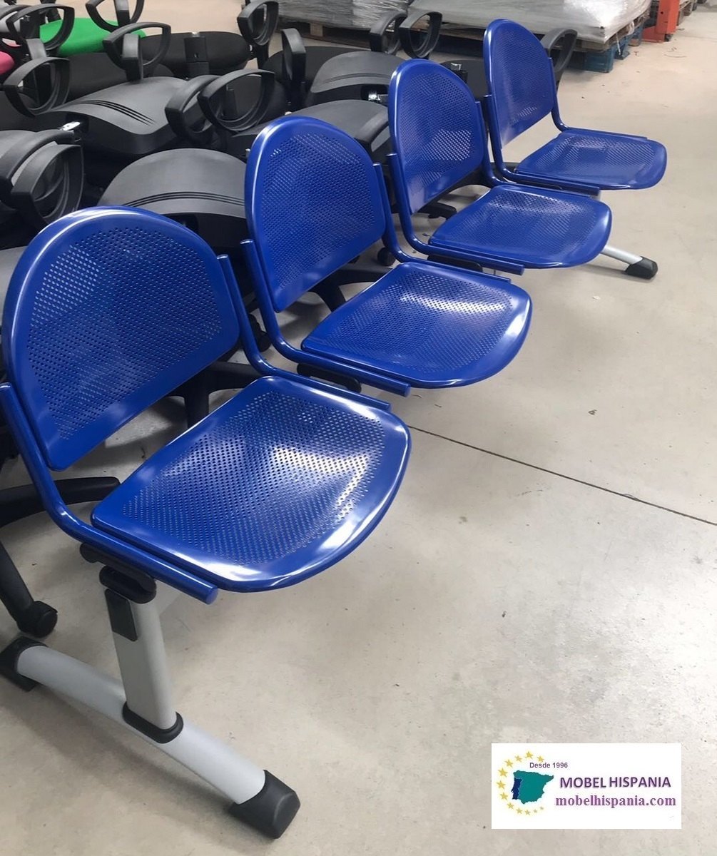 Salute bancada metalica 3 plazas azul 02