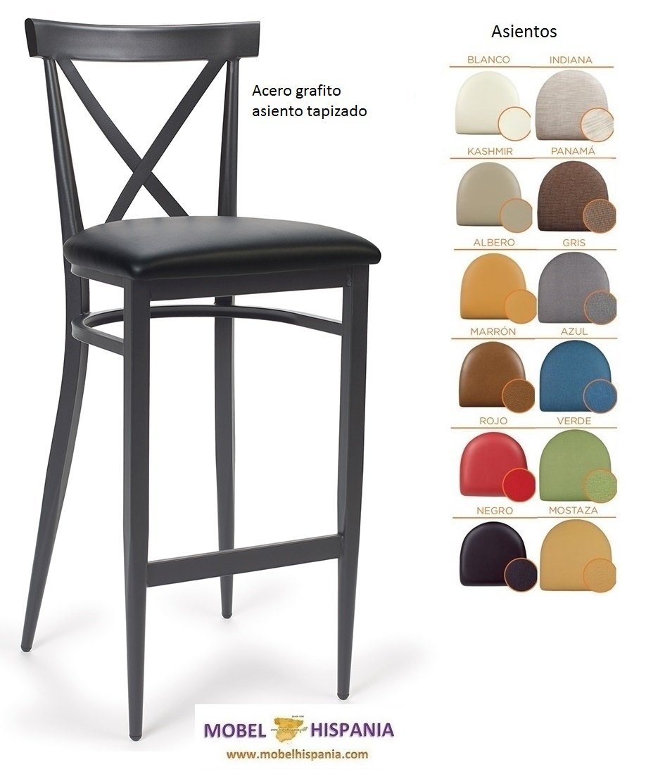 255 Banqueta Blanco Tapizado Azul 01