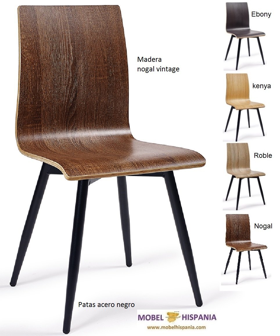 MICHIGAN silla p4 negro carcasa nogal vintage 1