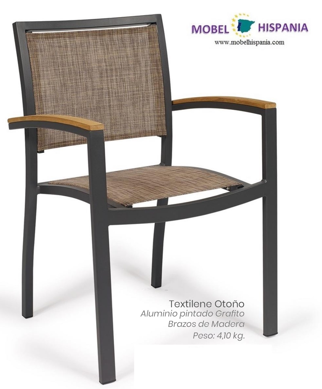 4421 grafito sillon brazos madera aluminio textilene 1