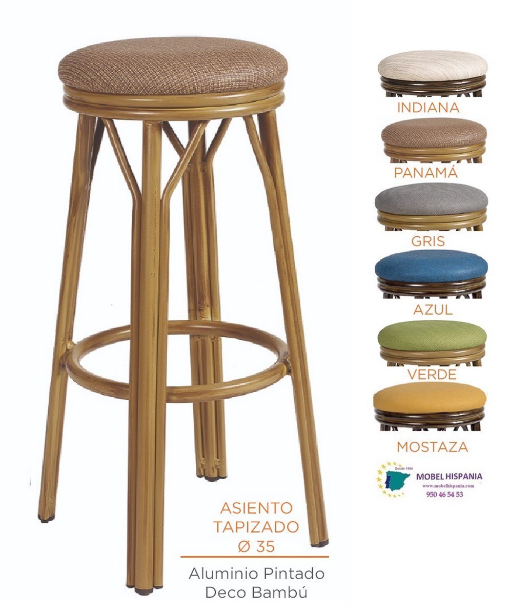 8231 Banqueta bambu tapizado gris 03