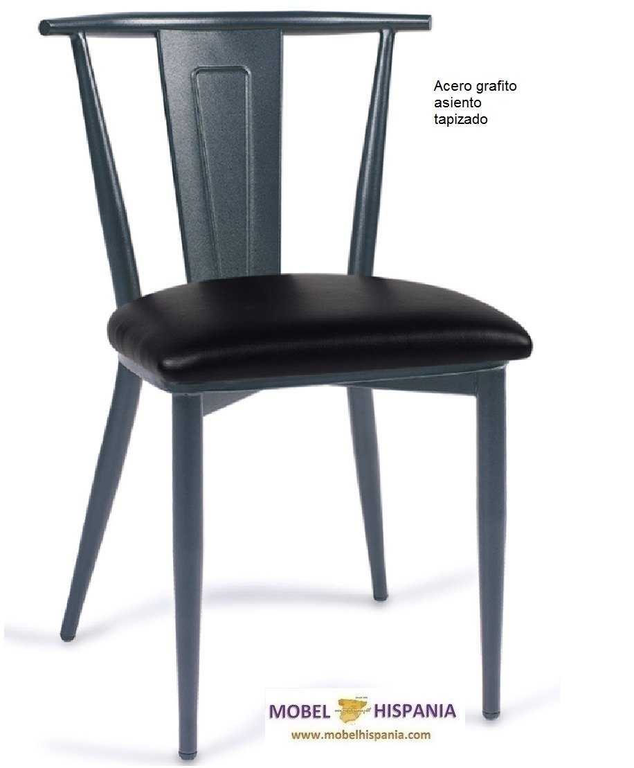 ALABAMA silla acero grafito asiento tapizado 06 1