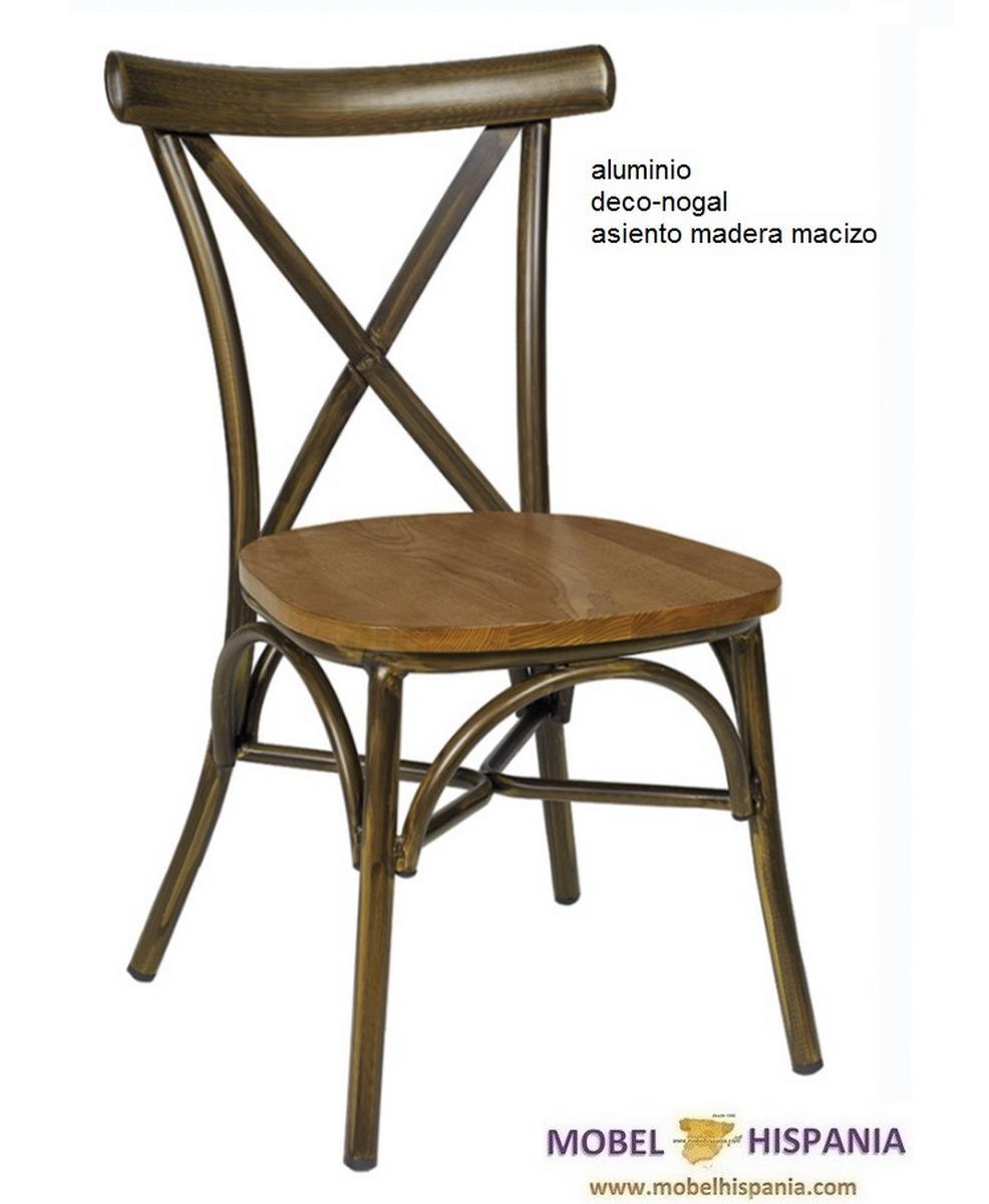 163 silla aluminio negro asiento madera macizo 03 1