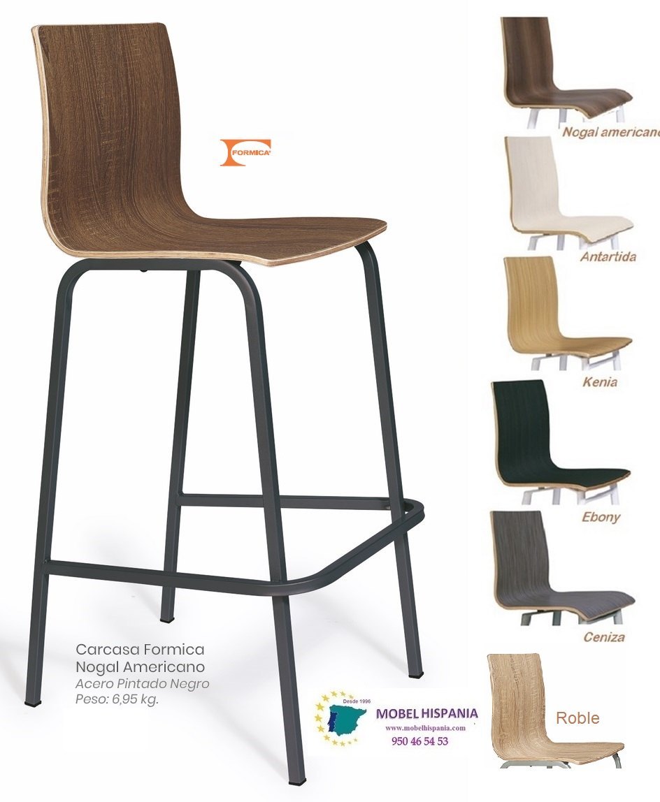 492 taburete metal negro nogal