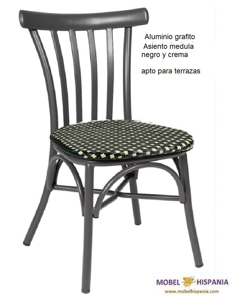 164 silla aluminio negro asiento medula negra crema 09 2