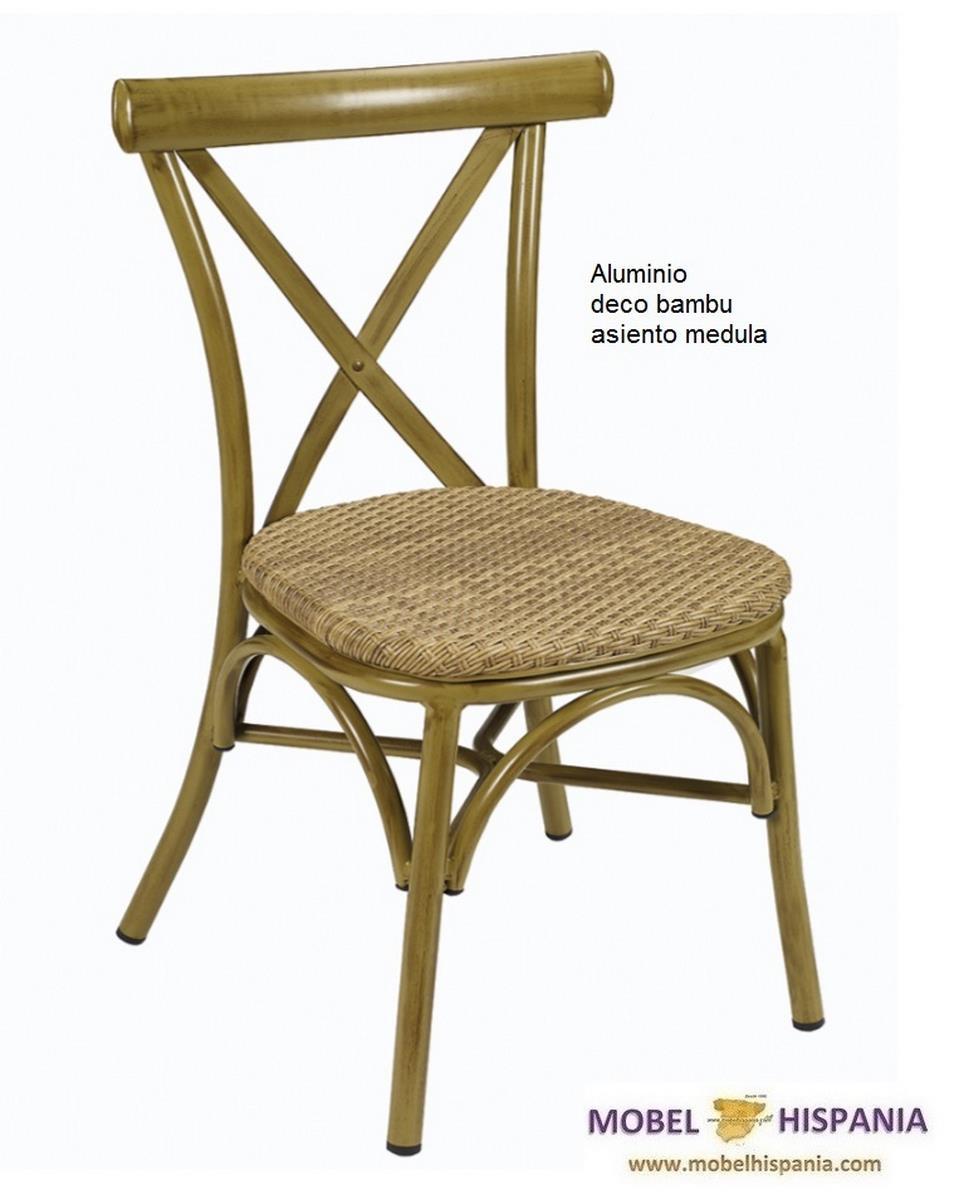 163 silla aluminio deco nogal asiento medula negra crema 06 2