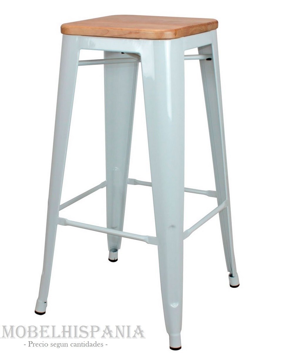 WOODIANA blanco taburete industrial tolix