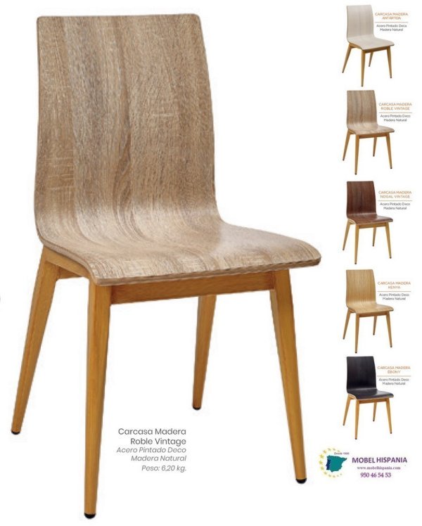 196 silla acero deco madera asiento nogal 04