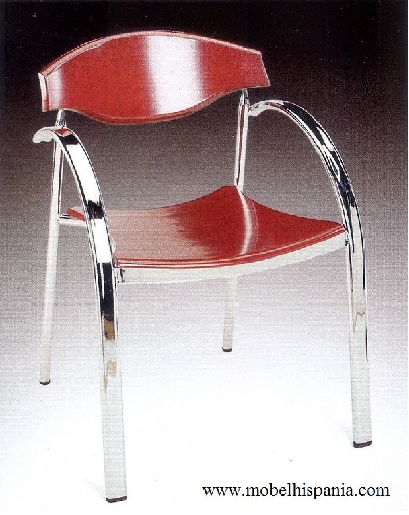 245 sillon metalico tapizado cromado madera 2