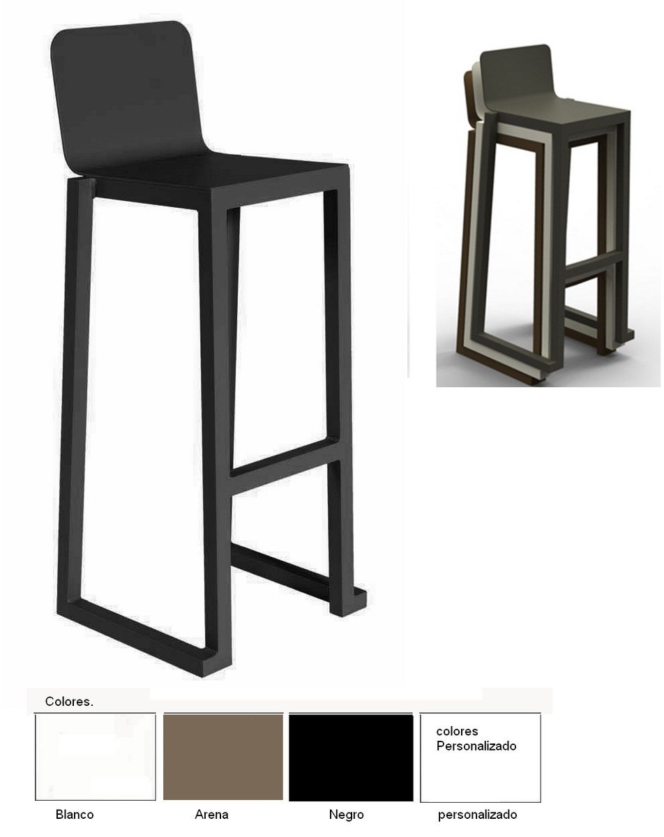 barcino taburete apilable aluminio negro
