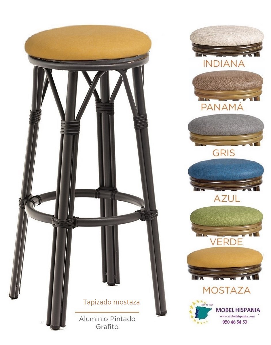 8231 Banqueta aluminio Grafito tapizado indiana 01