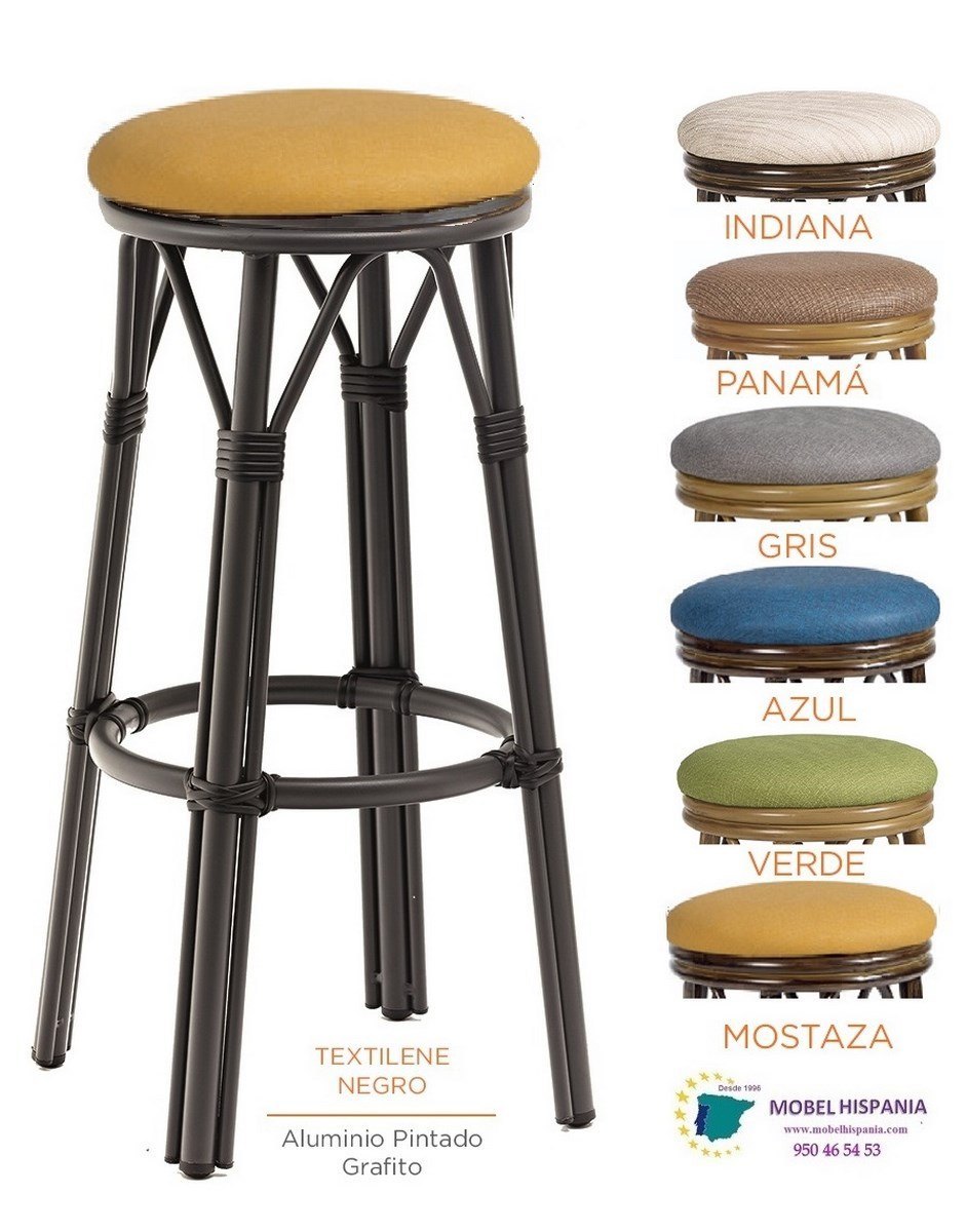 8231 Banqueta nogal tapizado azul 07