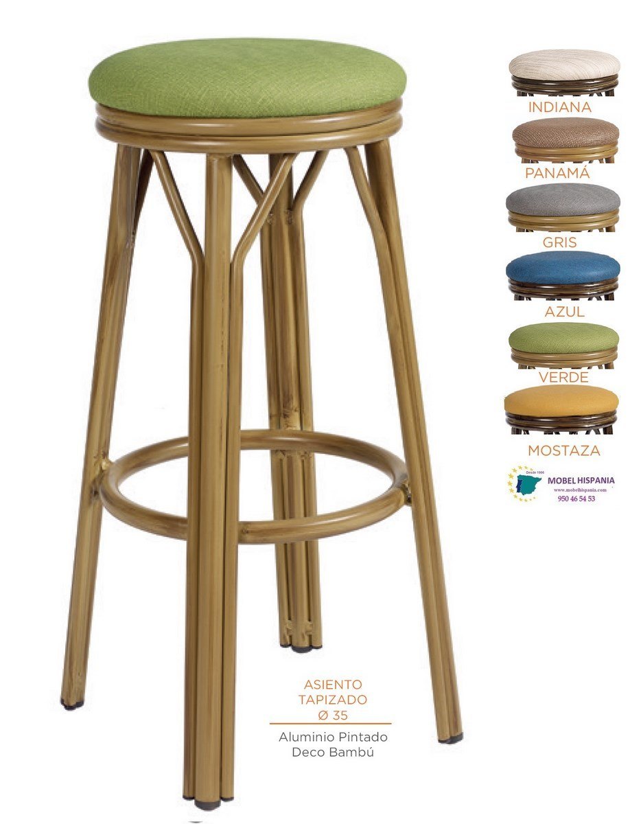 8231 Banqueta bambu tapizado verde