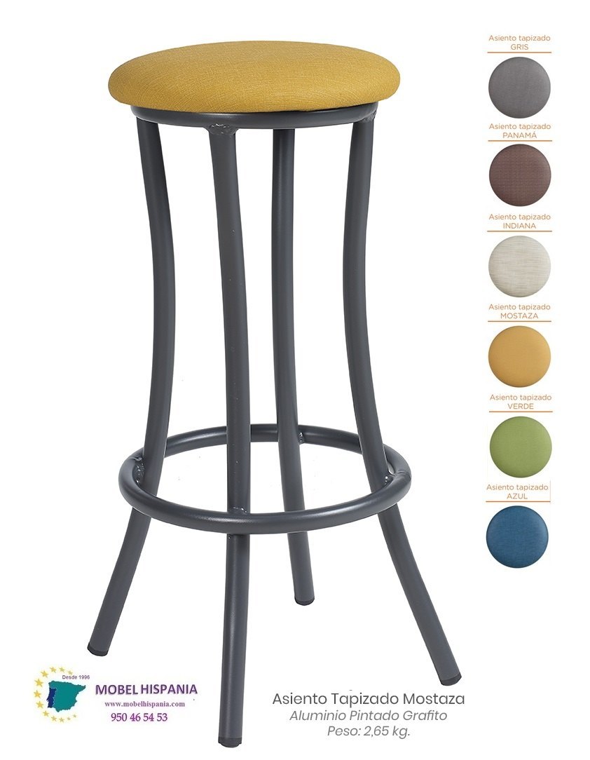 8119 Banqueta Negro Asiento Tapizado Verde 02