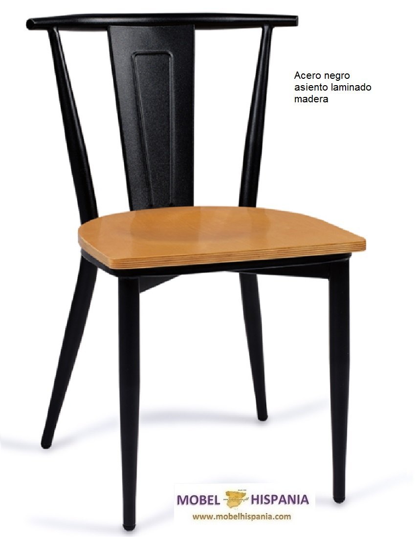 ALABAMA silla acero negro asiento laminado 1